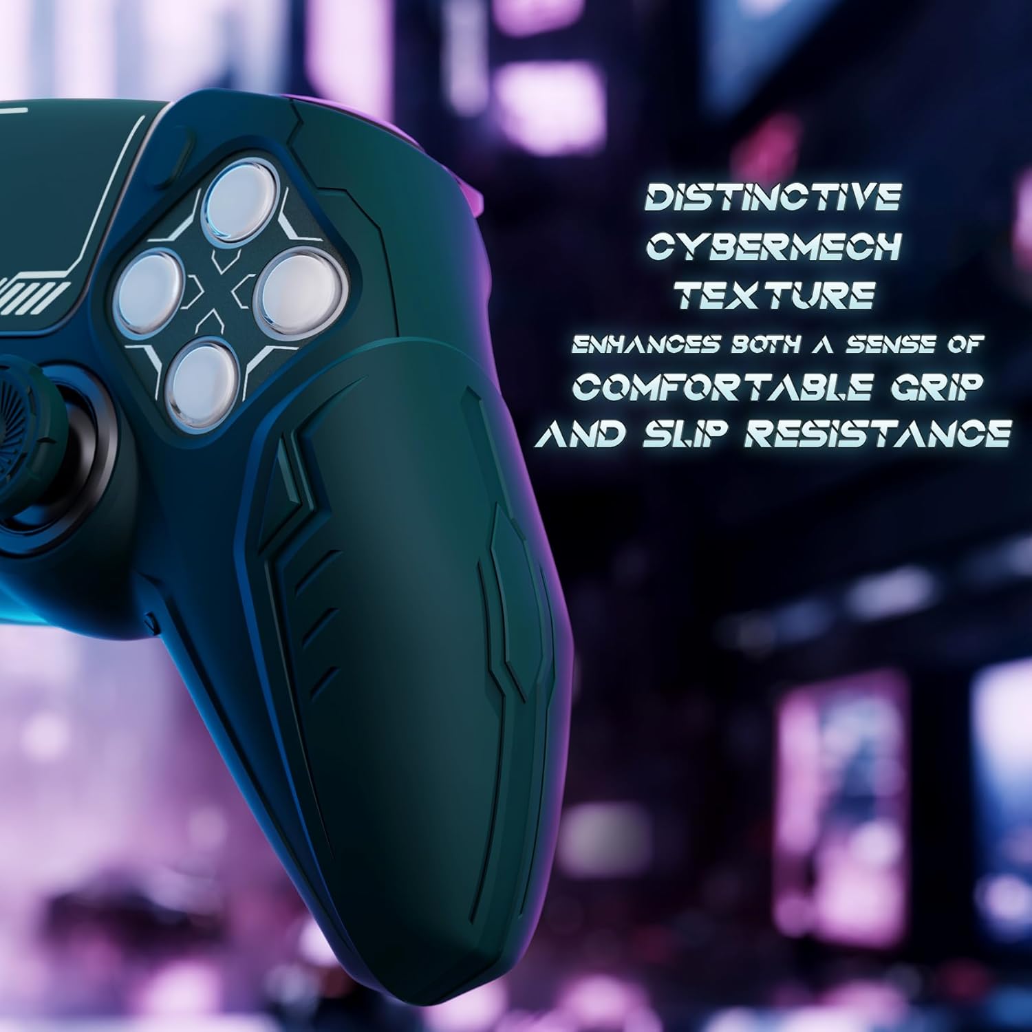 Detalle 2 de PlayVital 2 Set Silicone Case for PS5 Controller – Anti-Slip Racing Green