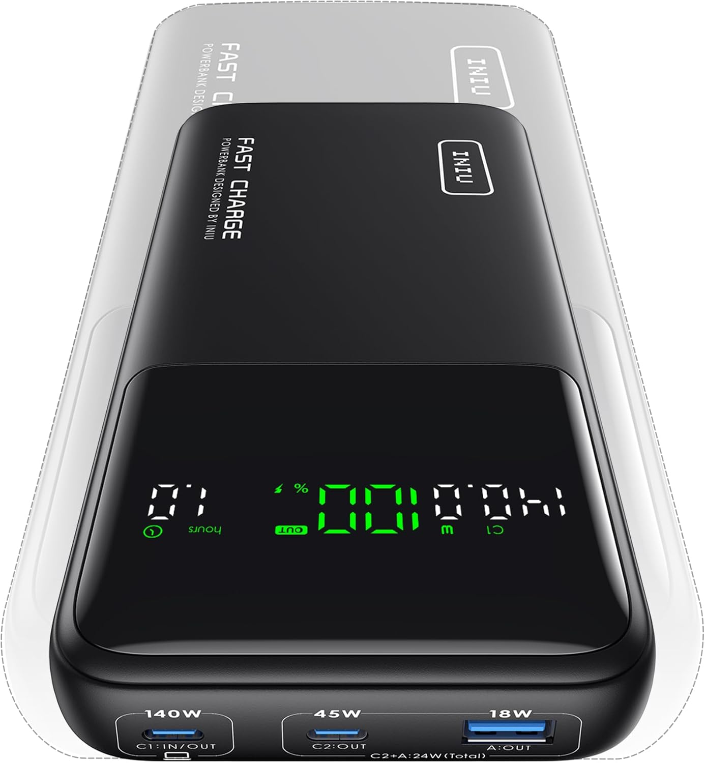 Detalle de INIU Batterie Externe 140W Power Bank 25000mAh – Charge rapide PD3.1, 2 USB-C et 1 USB-A, compatible MacBook Pro, iPhone, Samsung et plus