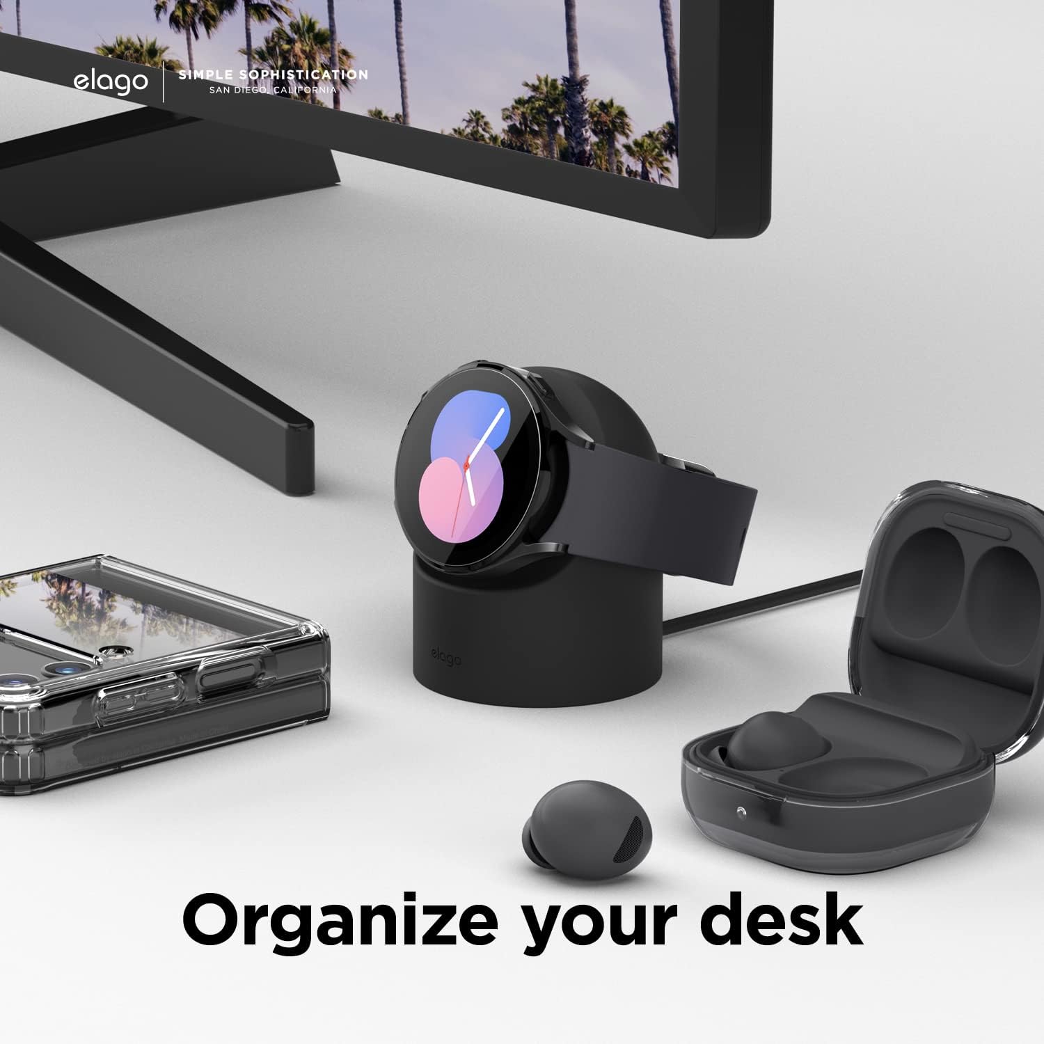 Thumbnail 5 de elago GWT2 Charger Stand for Samsung Galaxy Watch (8/8 Classic, 7/Ultra, 6/6 Classic, 5/5 Pro) – Nightstand mode with cable management (black)