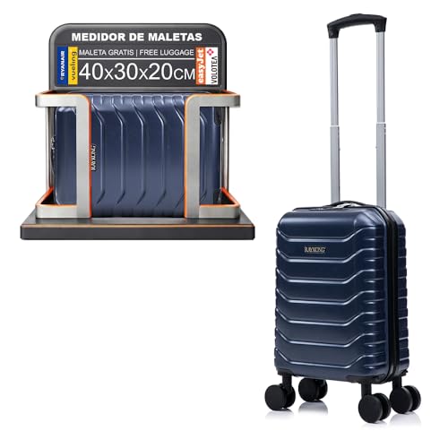 Detalle de RAYKONG Maleta de cabina ABS 40x30x20 (24L) con ruedas desmontables y cerradura numérica – Azul marino
