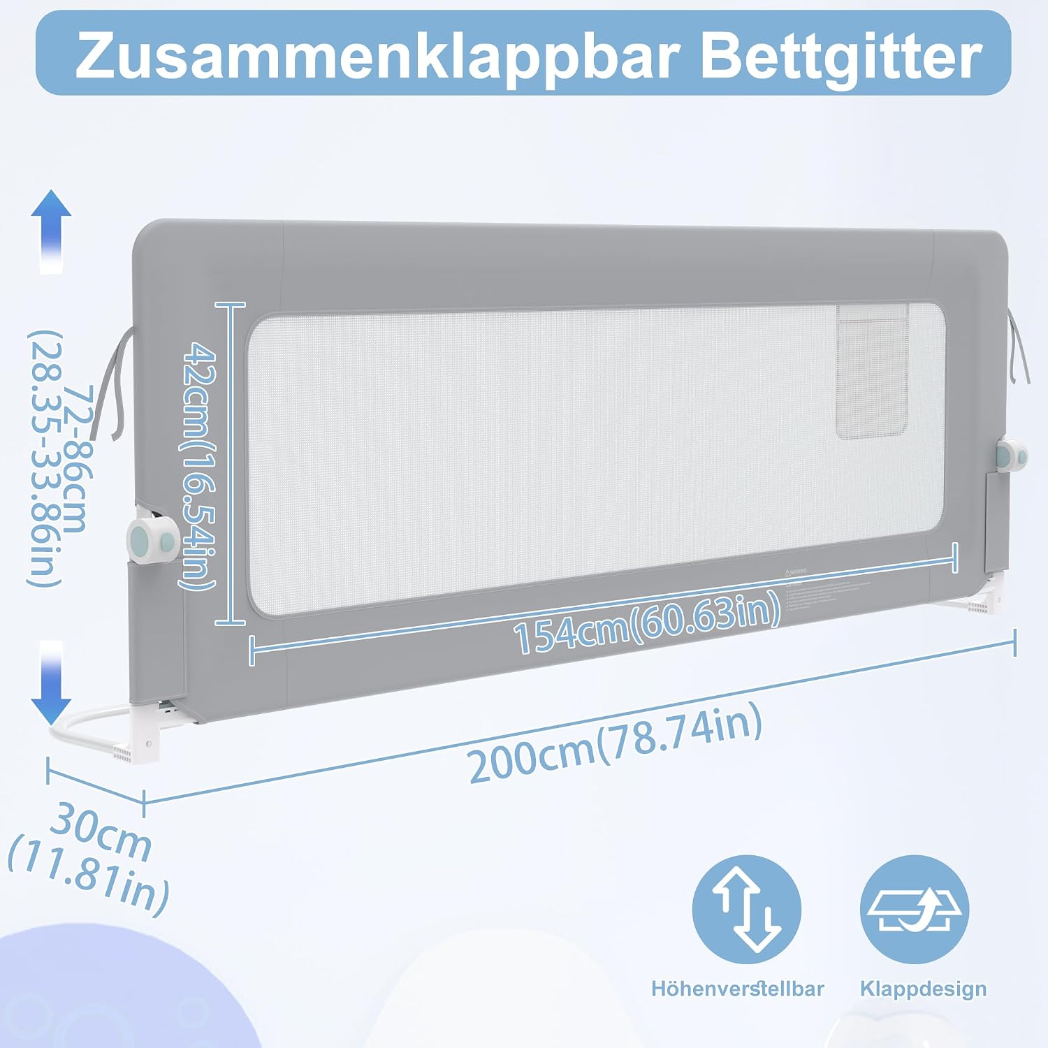 Detalle 2 de YRHome Bettgitter Rausfallschutz 200 cm