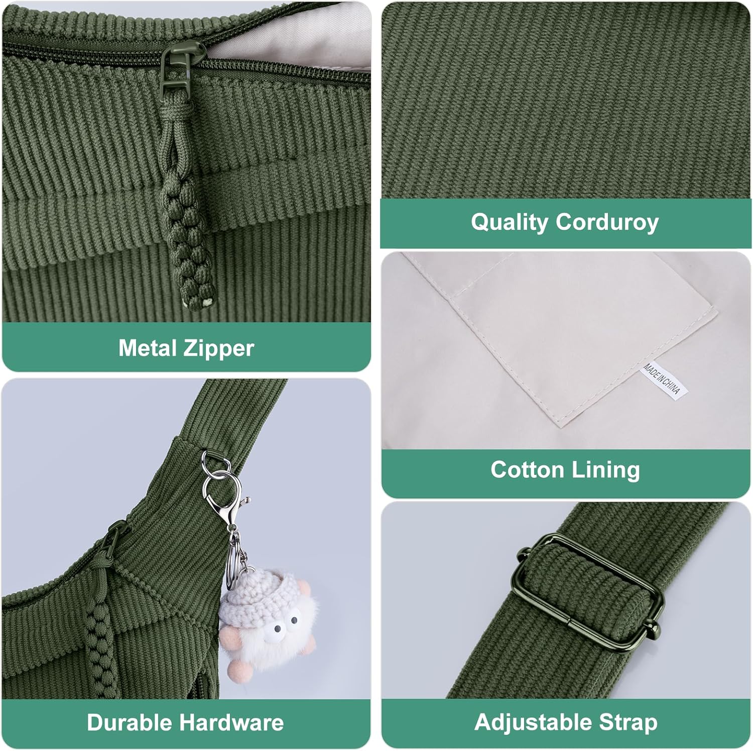 Thumbnail 3 de Captain Blues Umhängetasche Damen – Cord-Crossbody in Halbmond-Form mit Reißverschluss