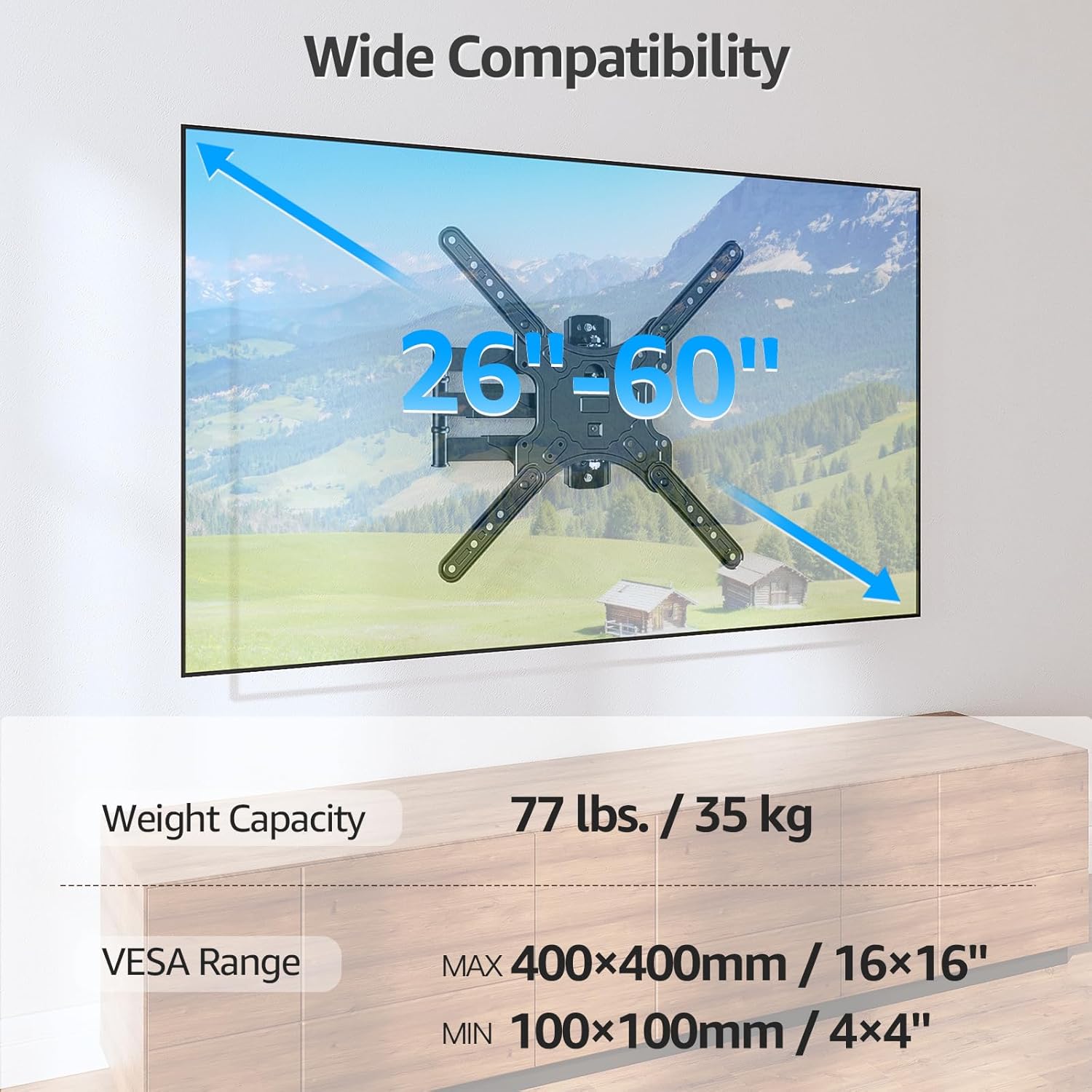 Detalle 2 de MOUNTUP EU0079 Full Motion TV Mount 26-60"