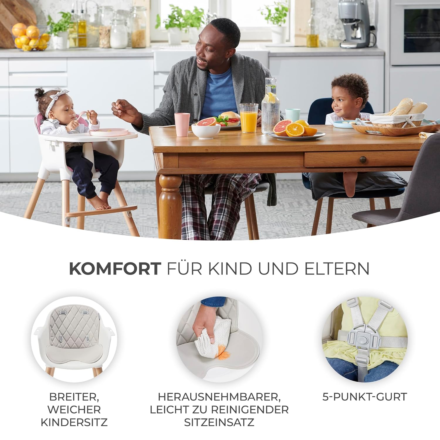 Thumbnail 6 de Kinderkraft Hochstuhl SIENNA 2 in 1 – 2in1 Hochstuhl aus Holz mit 5-Punkt-Gurt