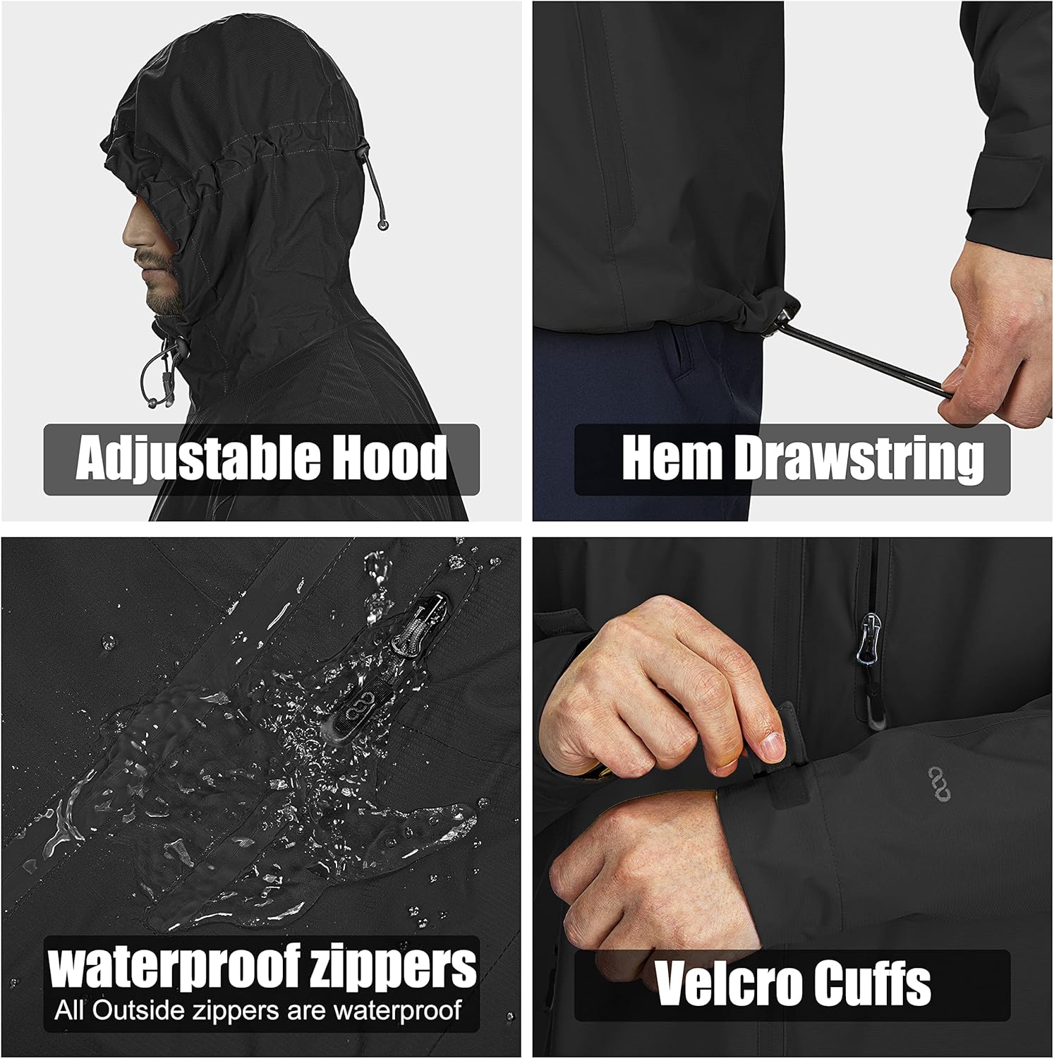 Detalle de 33,000ft Men's Outdoor Waterproof Jacket: Packable Windbreaker for Cycling and Camping