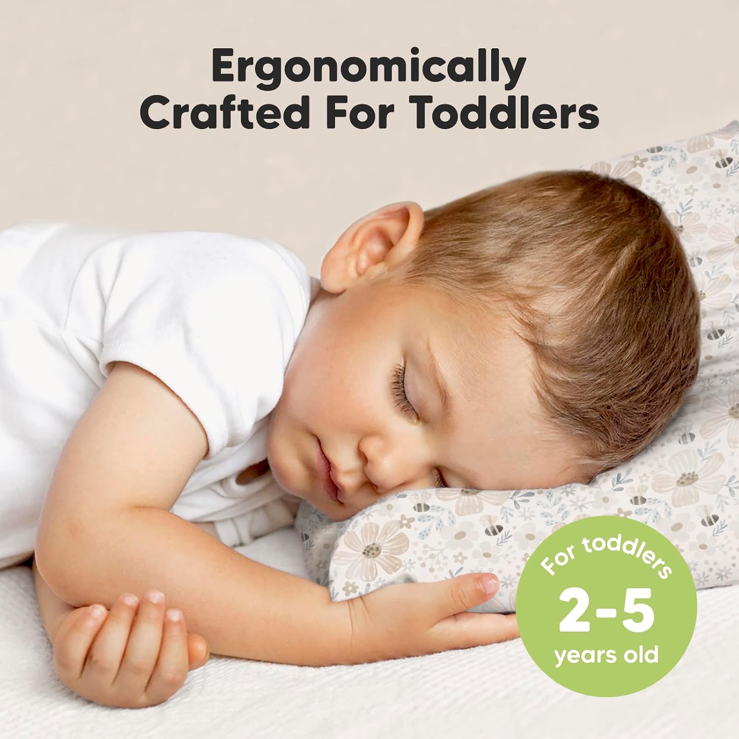 Detalle 2 de KeaBabies Jumbo Toddler Pillow, 14 x 20 in, Organic Cotton, Flora Vale