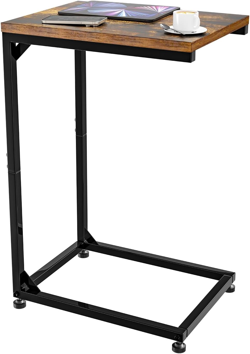 Simple Trending C Shaped End Table with Metal Frame