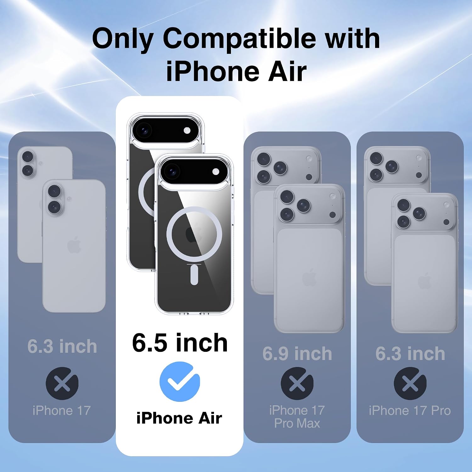 Detalle 2 de Supdeal Magnetic Case for iPhone Air (6.5") – Clear, MagSafe Compatible, Non-Yellowing & Shockproof