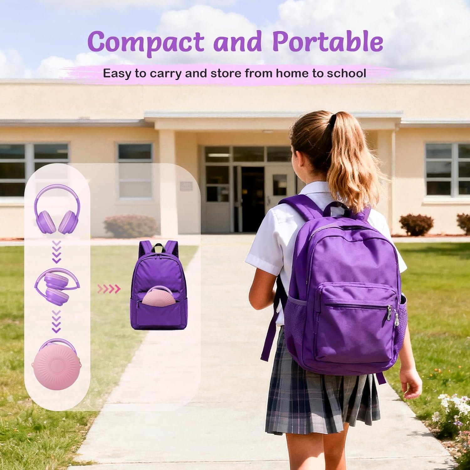 Thumbnail 4 de TONOSHARK Kids Wireless Headphones with Noise Cancelling, Purple
