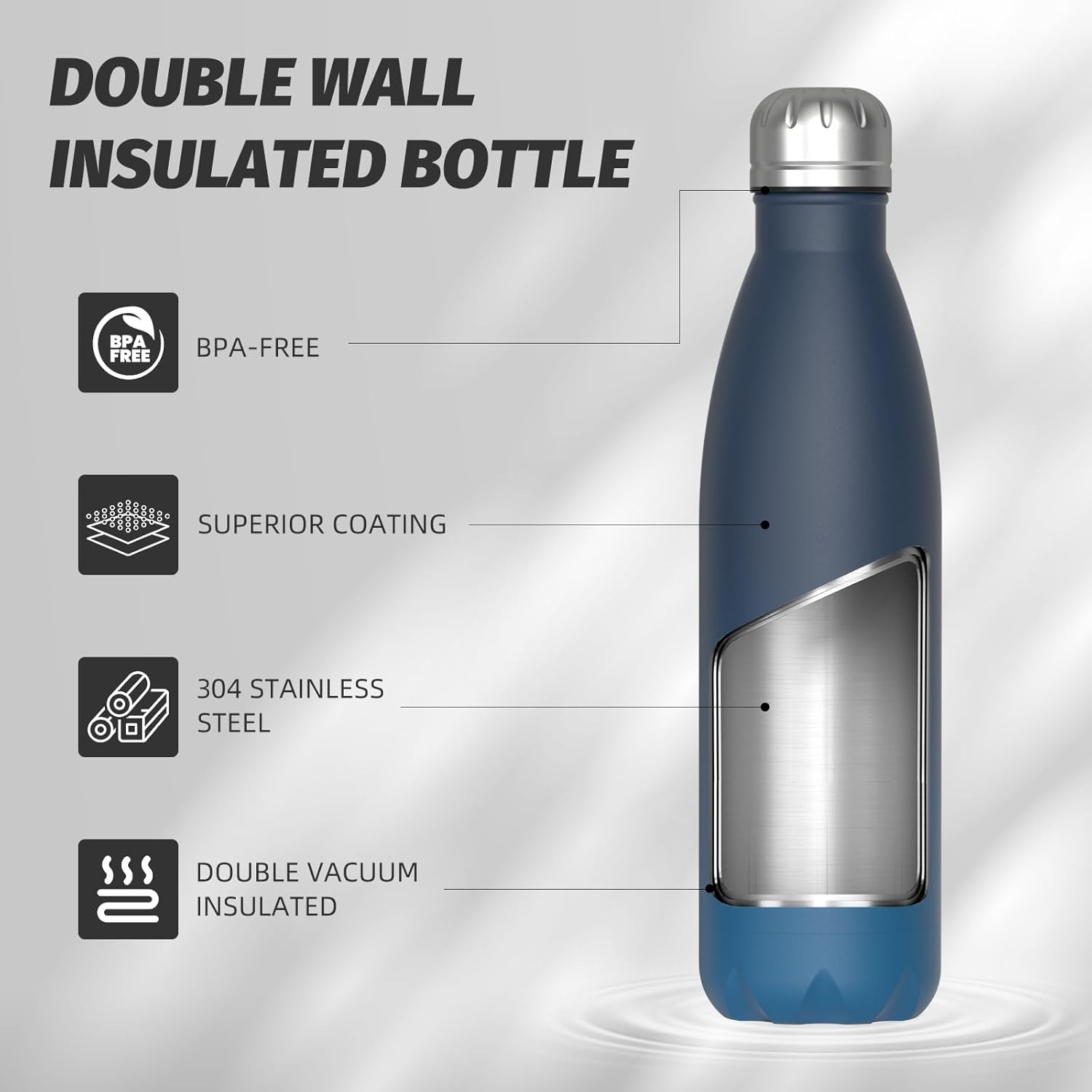 Thumbnail 4 de WATERSY Stainless Steel Insulated Water Bottle (500ml) – Double Walled Vacuum Flask in Deux Teal
