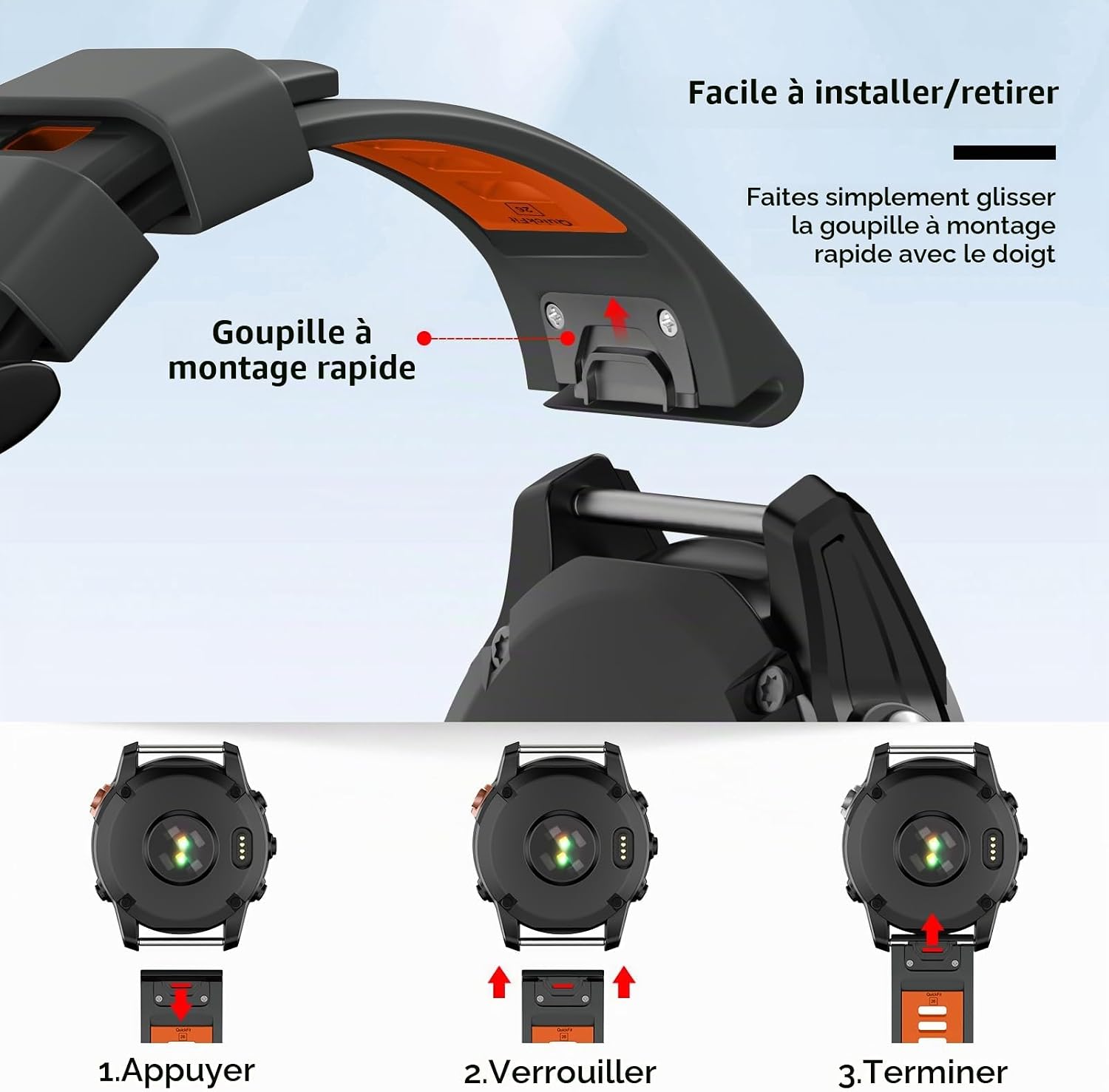 Thumbnail 1 de U-LIMVE QuickFit-horlogeband 26 mm in silicone met roestvrijstalen sluiting