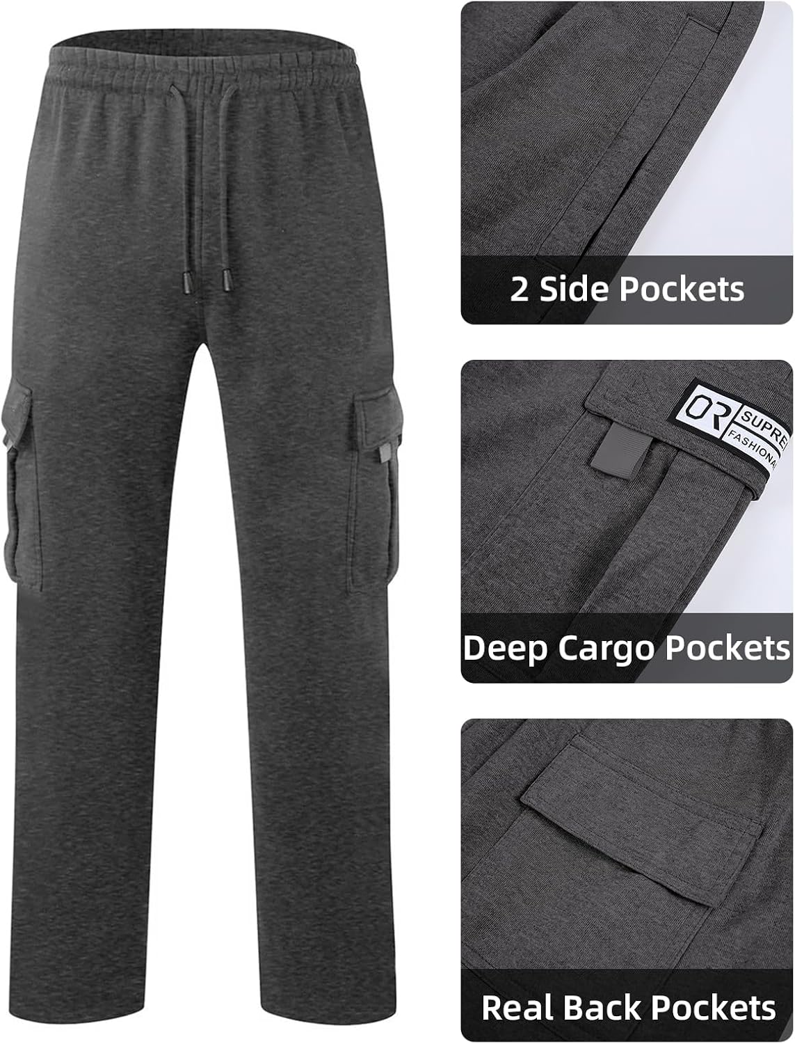 Detalle 1 de Lasjixion Men's Cargo Sweatpants, Fleece