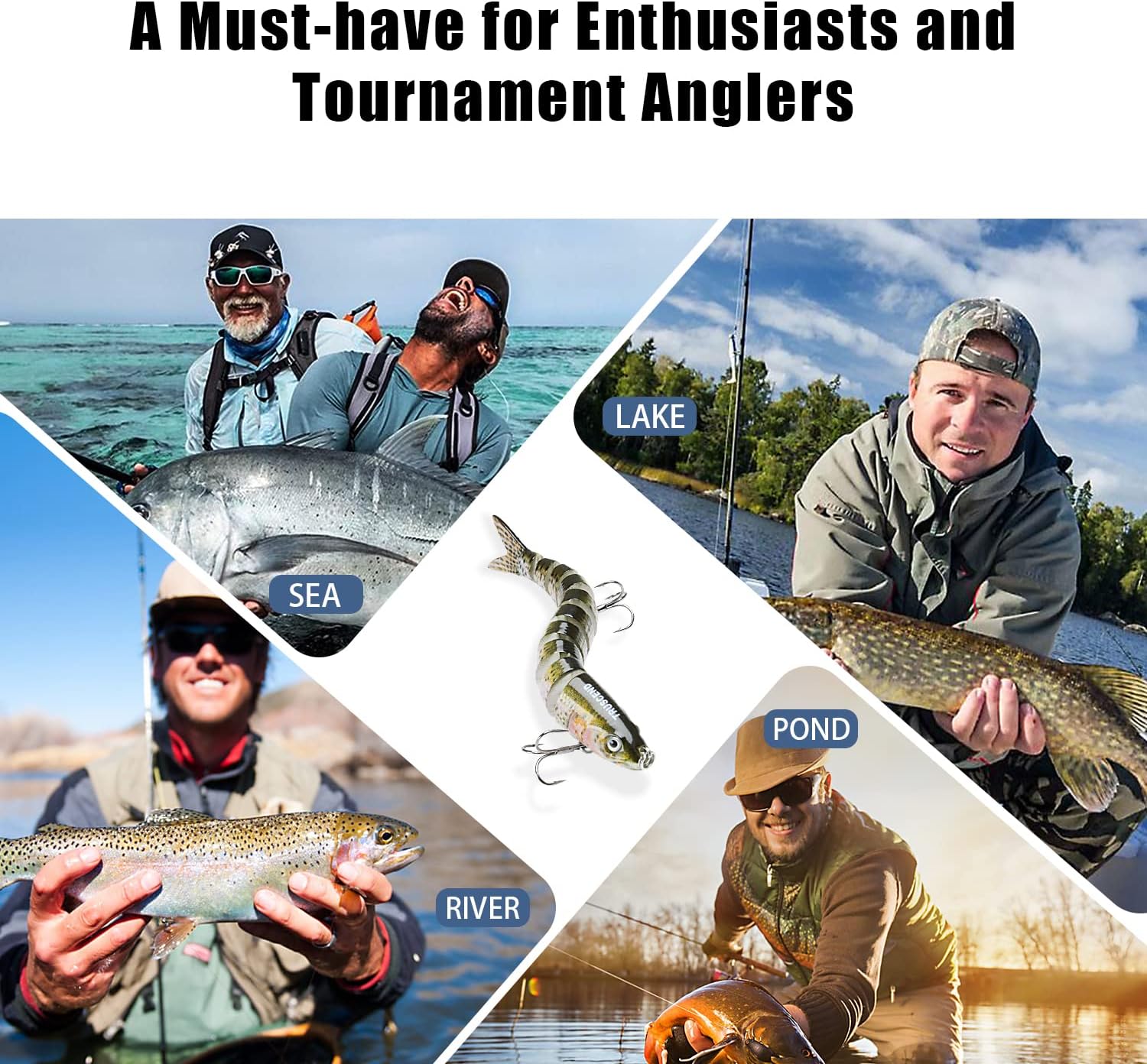 Thumbnail 6 de TRUSCEND Leurres swimbait réalistes à enfoncement lent (10 segments) pour eau douce & eau salée