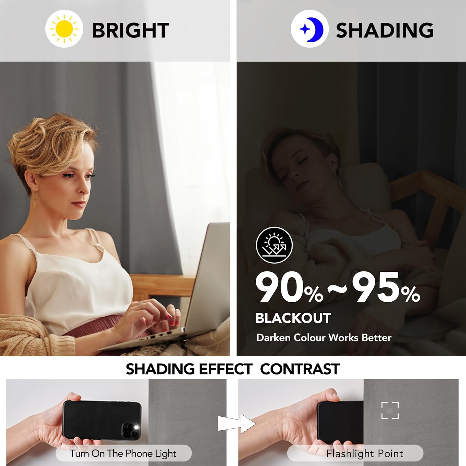 Thumbnail 4 de Deconovo Verdunkelungsvorhang mit Ösen 245 x 140 cm (Hellgrau), 2er-Set