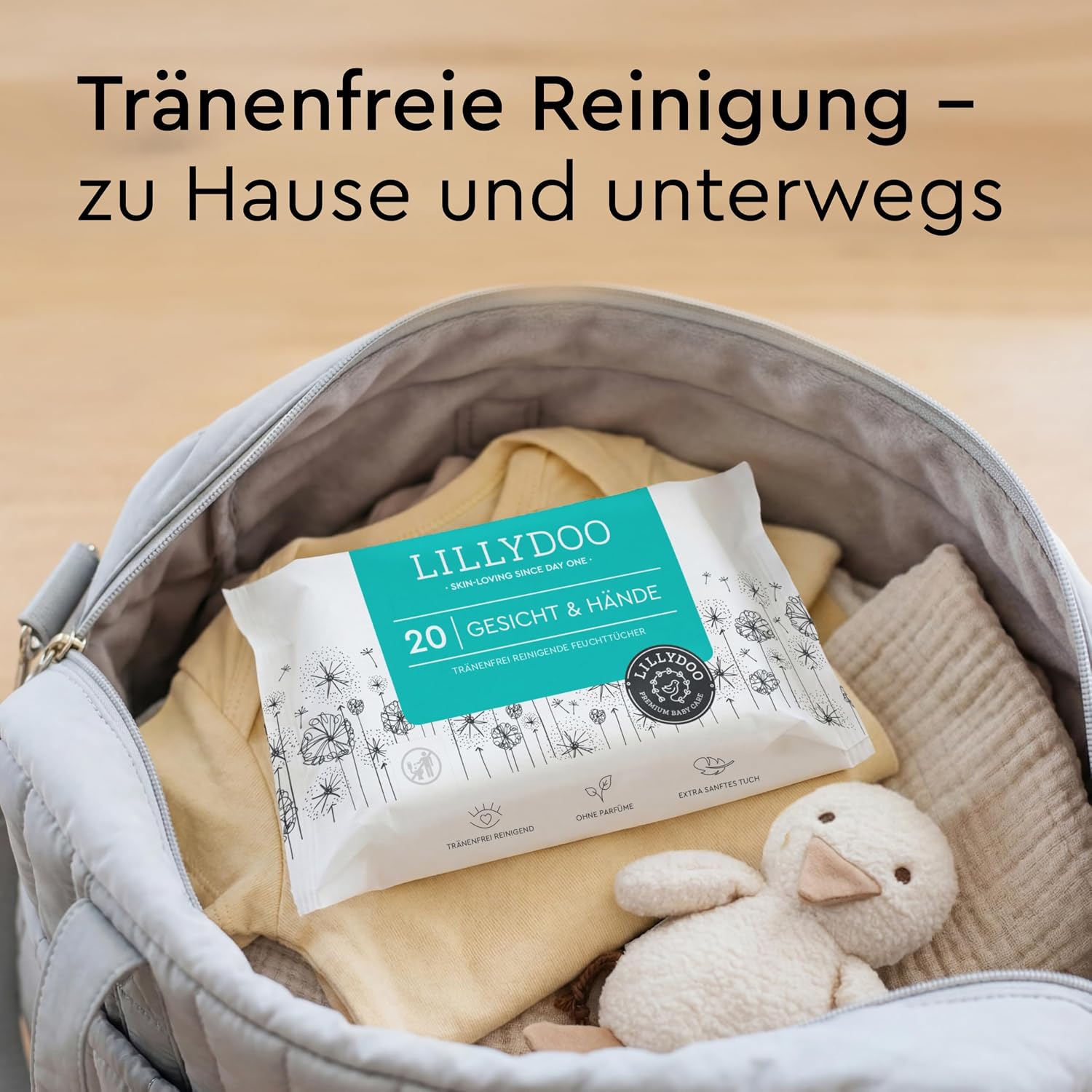 Thumbnail 3 de LILLYDOO Feuchttücher Gesicht & Hände – 160 Stück (8 x 20), plastikfrei, parfümfrei, vegan, dermatologisch getestet