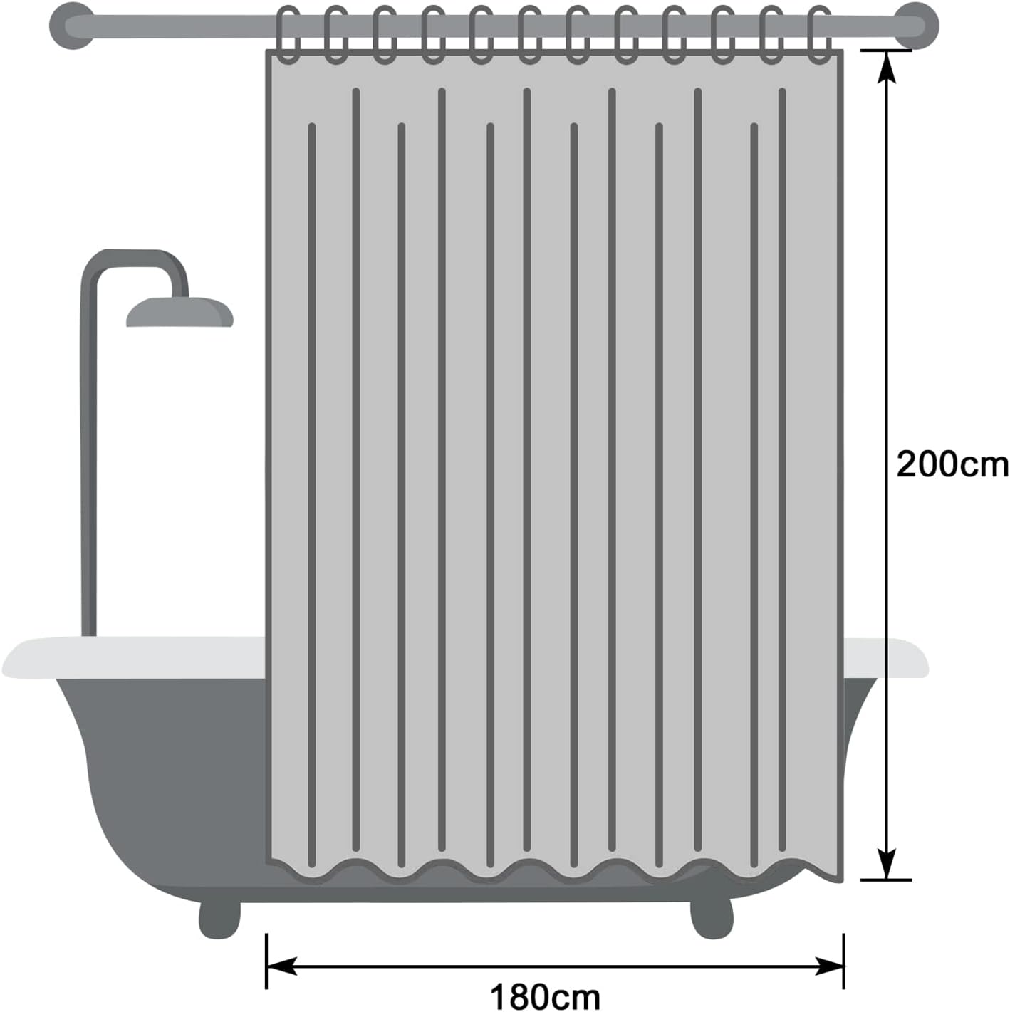 Thumbnail 6 de EurCross Rideau de douche beige 180x200 cm