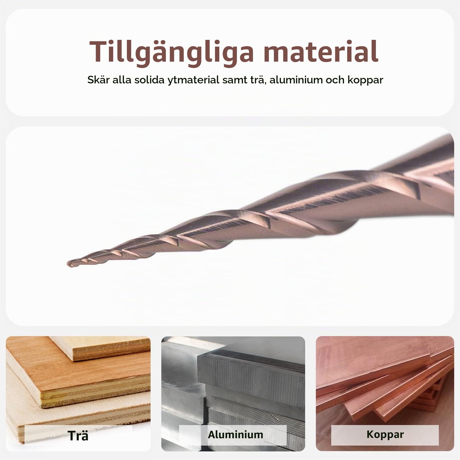Detalle de SpeTool R0.25-D6-G konisk kulfräs med 6 mm skaft och två skär