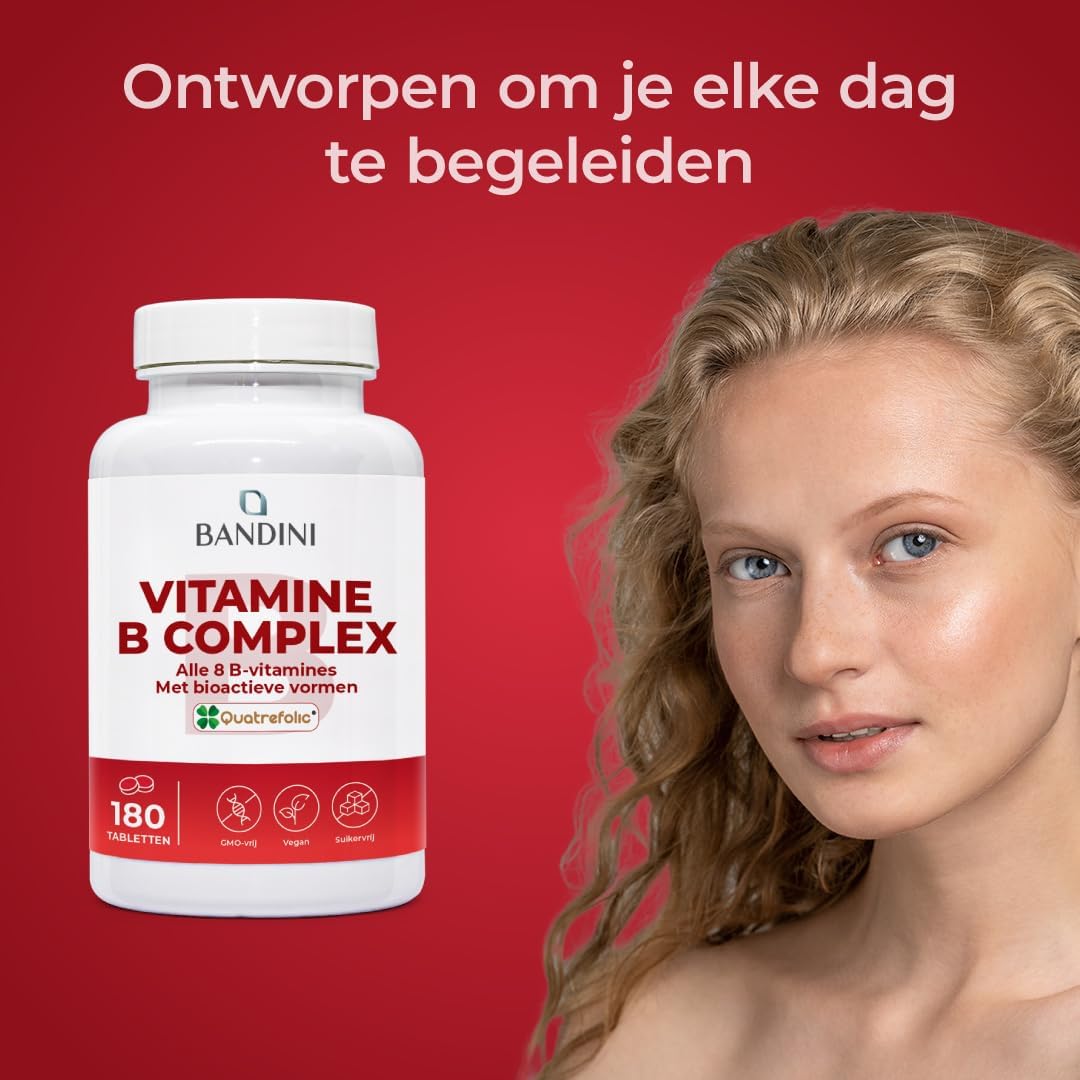 Detalle de BANDINI Vitamine B-complex, 180 veganistische tabletten met Quatrefolic®