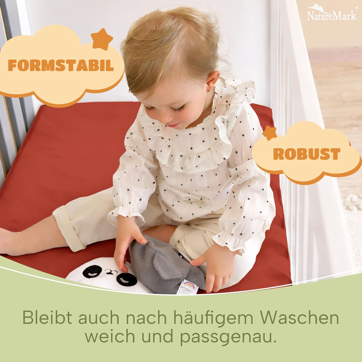 Thumbnail 6 de NatureMark Spannbettlaken 70x140 cm, 2er Set – Weiches Jersey aus 100% Baumwolle, Rost Rot