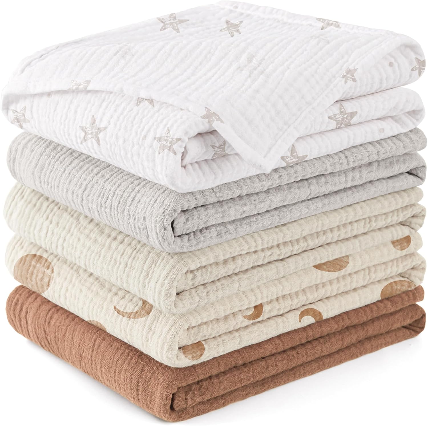 Susurration Mulltücher Baby Spucktücher 5er-Pack – 60x60 cm aus 100% Baumwolle, Musselin, unisex