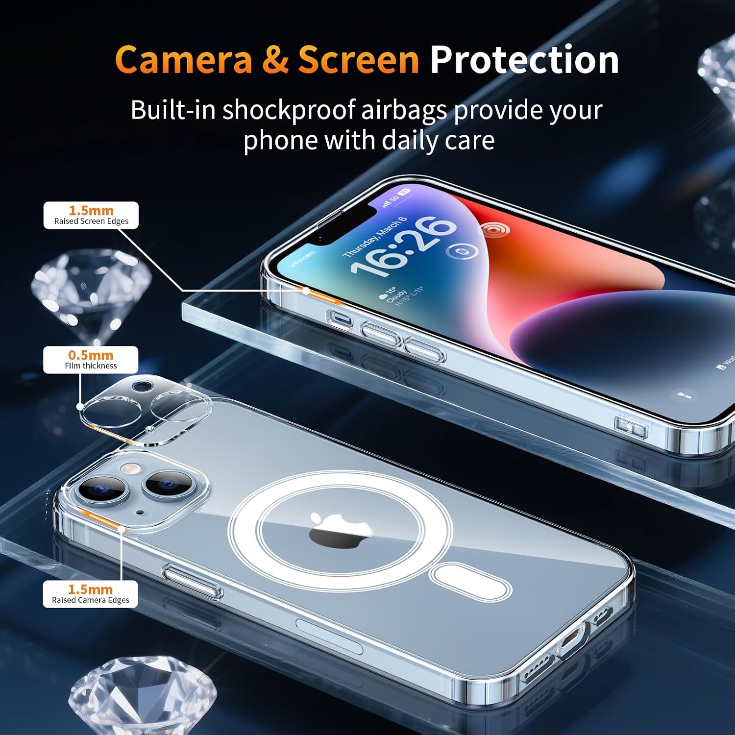Thumbnail 4 de YNMEacc iPhone 14 magnetic clear case with 2 screen protectors