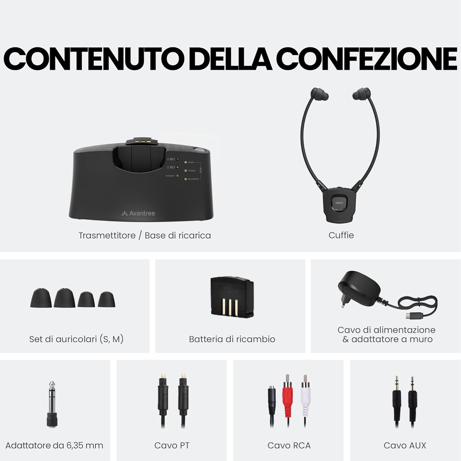 Thumbnail 5 de Avantree HT381 RF Digitale Cuffie per TV con Trasmettitore RF: audio sincronizzato, tre modalità e controllo bilanciato