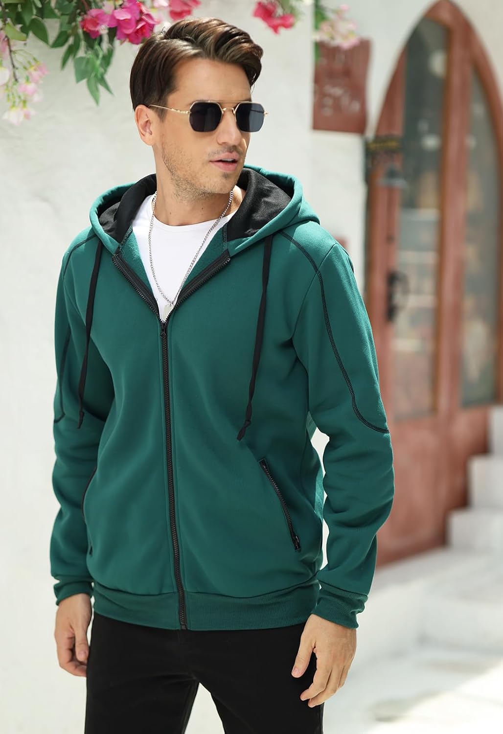Detalle 2 de Mens Hoodie Zip up Hooded Sweatshirt with Zipper Pocket