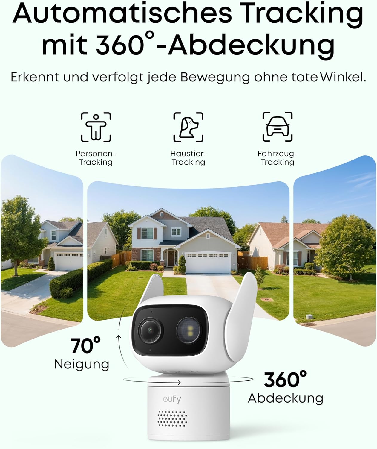 Detalle de eufy Security Überwachungskamera C31 kabelgebunden – 360°-Sicht, 24/7, Farbnachtsicht & KI-Erkennung ohne Abo