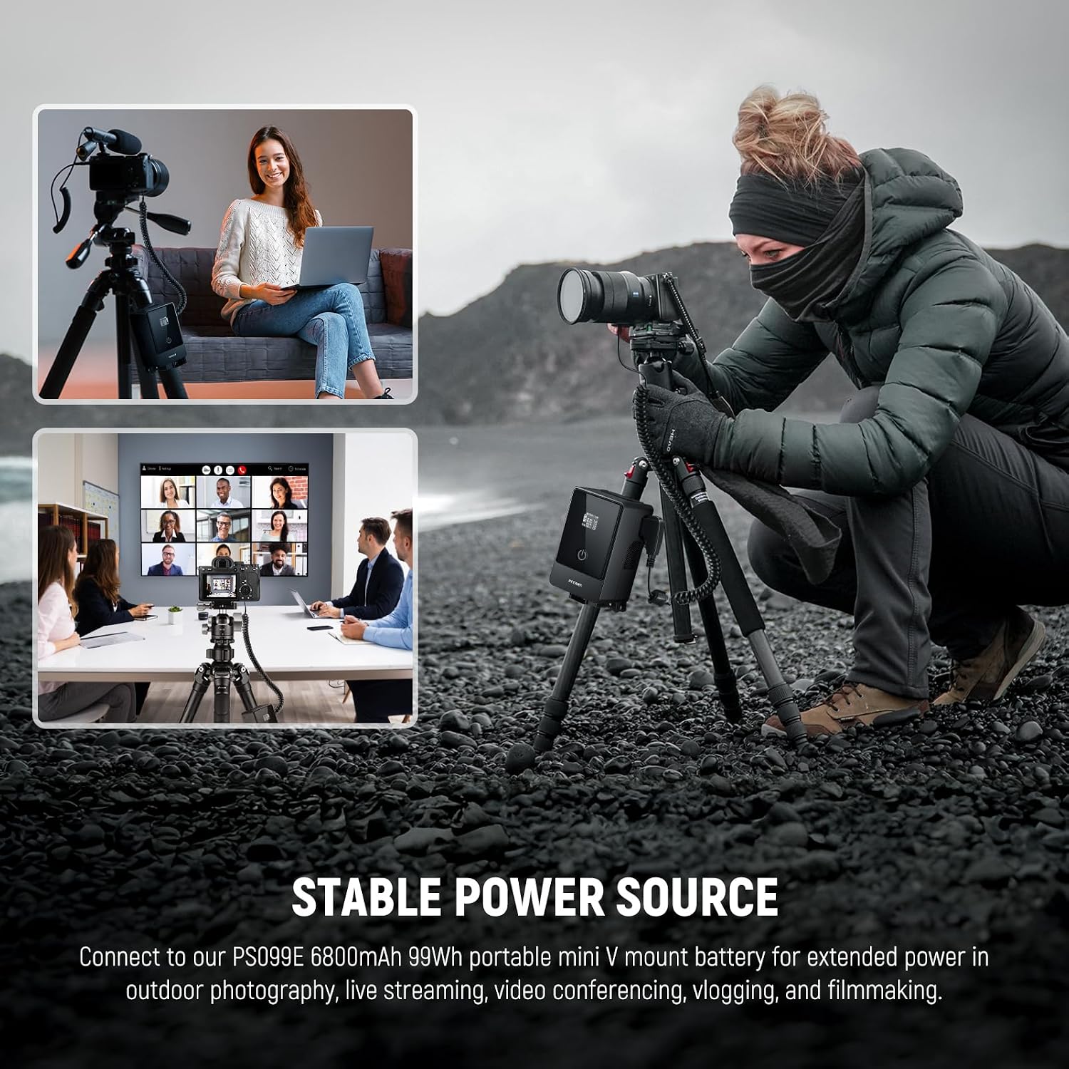 Detalle de NEEWER D Tap to NP-FZ100 Dummy Battery with Cable for V Mount Battery — Stable Power for Sony Cameras