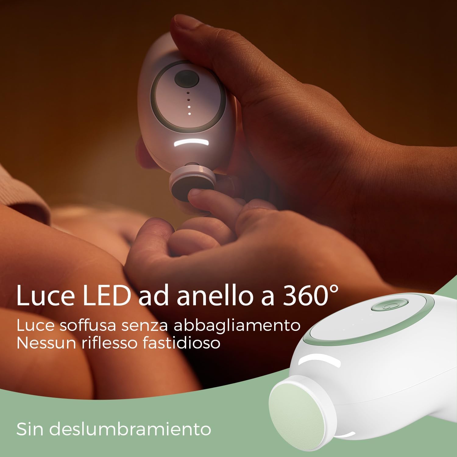 Detalle 2 de Momcozy Lima elettrica ricaricabile per unghie bambini, LED 360° e 7 strumenti di ricambio