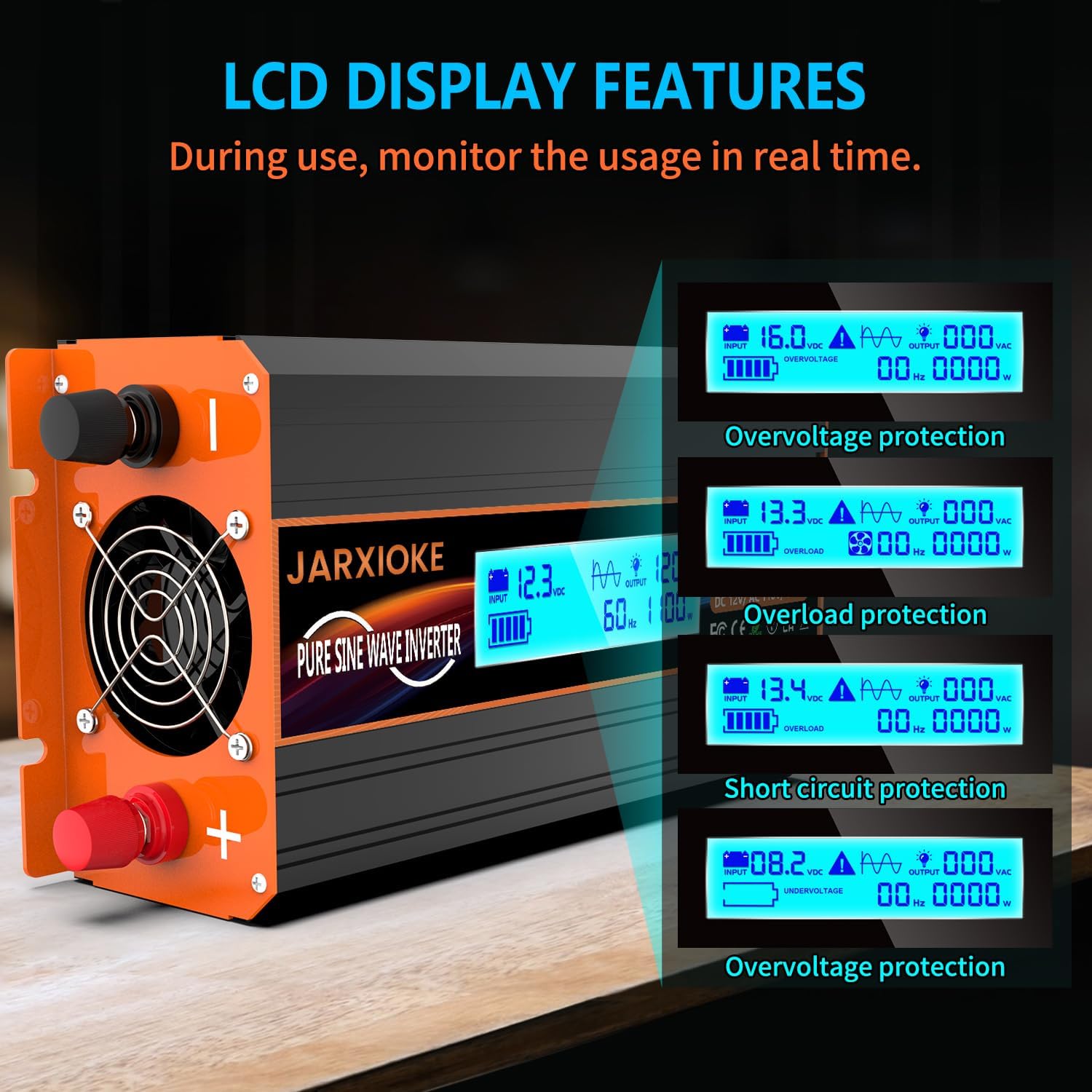 Detalle de JARXIOKE 1100W Pure Sine Wave inverter