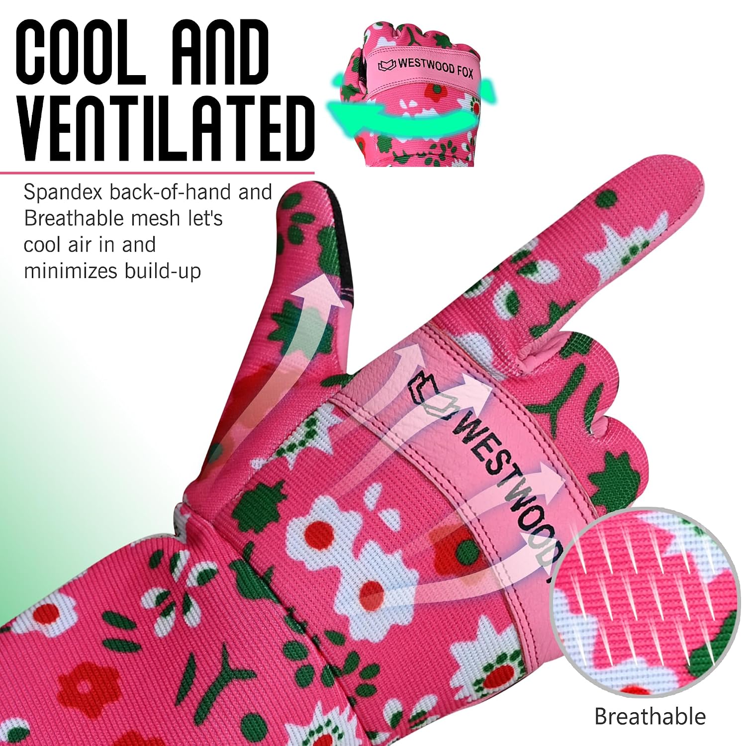 Detalle de Leather gardening gloves thorn proof Pink M
