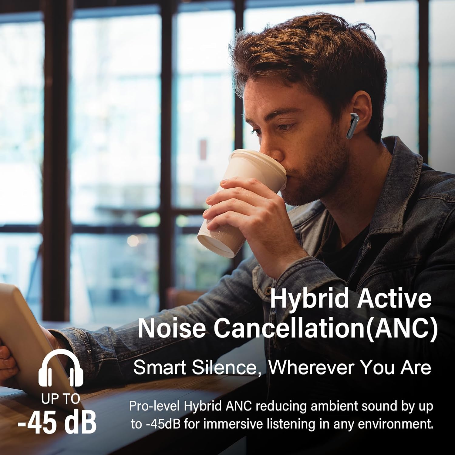 Thumbnail 1 de Wireless Earbuds with Hybrid ANC and 49 Hours Total Playtime