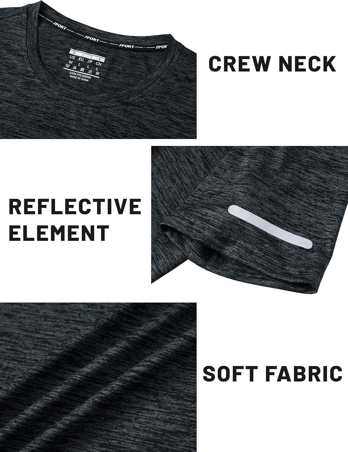 Detalle de TACVASEN Maglia Uomo Manica Corta: tessuto traspirante e comfort per sport e tempo libero
