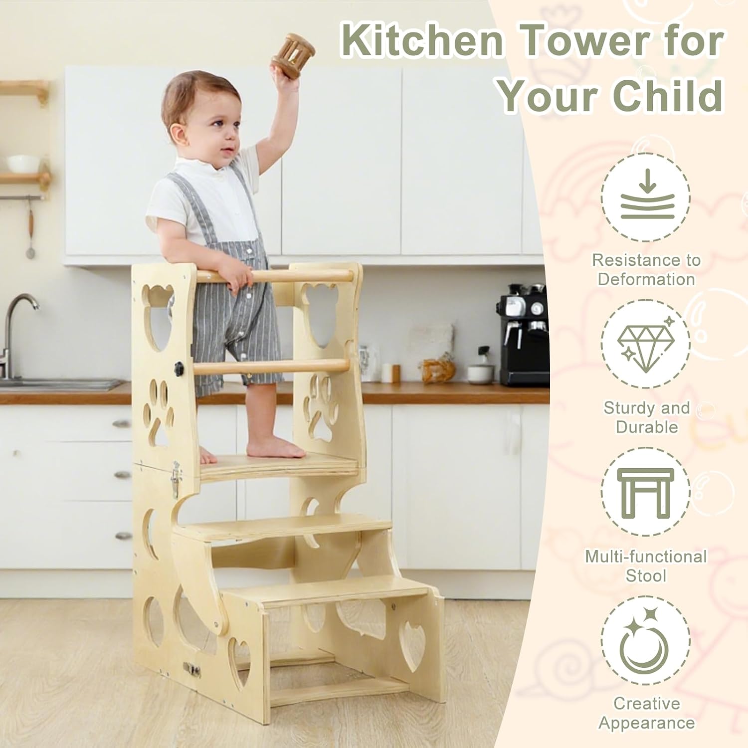 Detalle de Toddler Kitchen Step Stool with Chalkboard