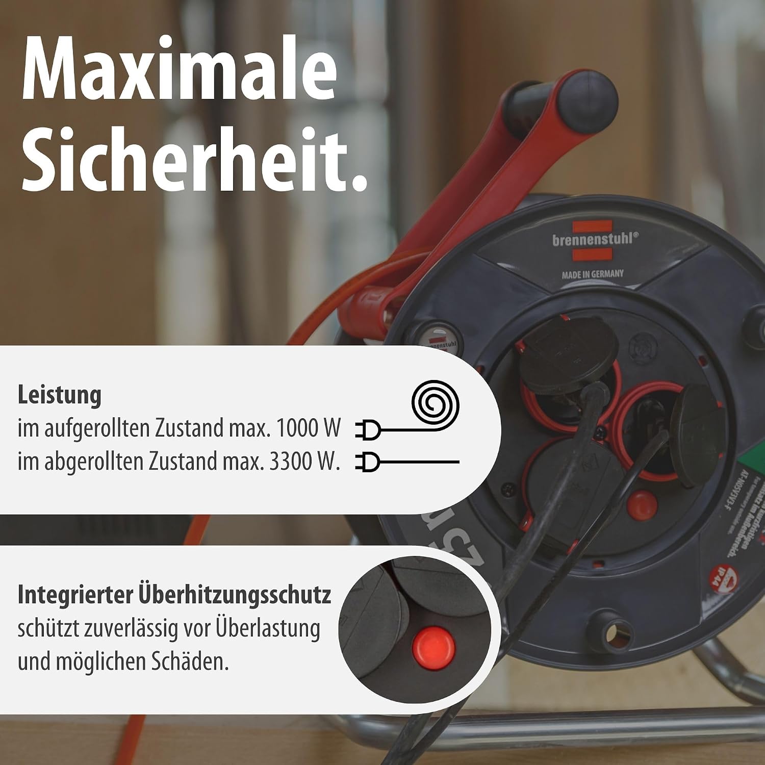 Detalle de Brennenstuhl Garant V2 IP44 Kabeltrommel 25 m Outdoor – zuverlässig und sicher im Freien
