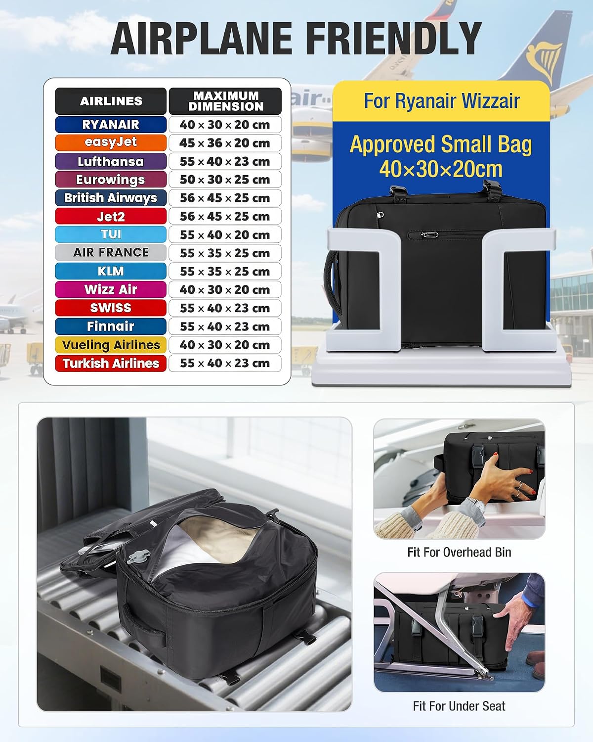 Detalle 2 de SZLX Vacuum Backpack 40x30x20 Ryanair Cabin