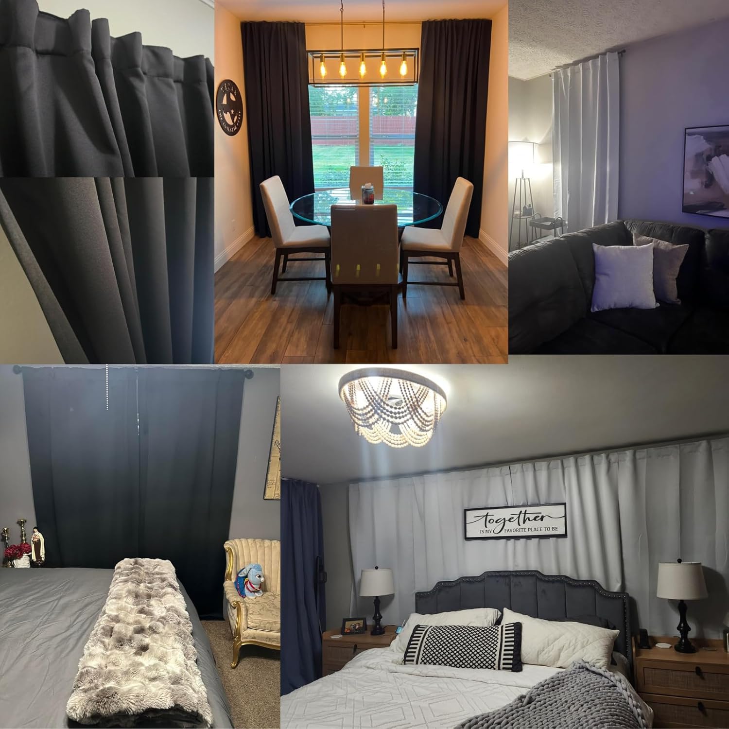 Thumbnail 2 de Joydeco Verdunkelungsvorhänge mit verdeckten Schlaufen (2er-Set), H 200 x B 140, dunkelbeige