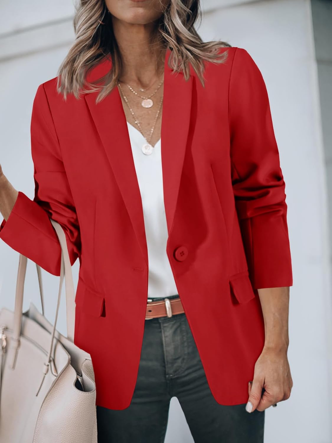 Detalle 2 de Cicy Bell Casual Open Front Blazer 1 Button 🎀