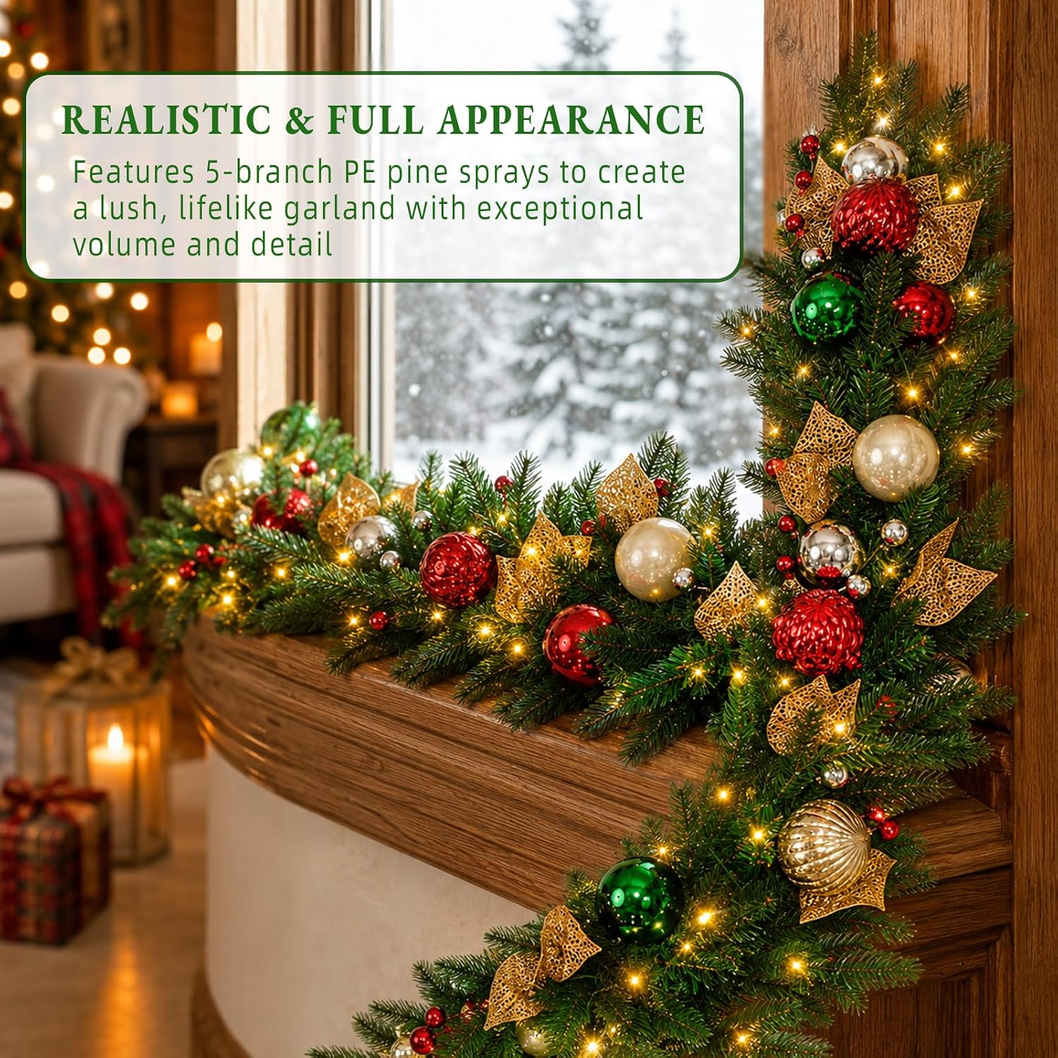 Detalle de Hykolity Christmas Garland 9 ft