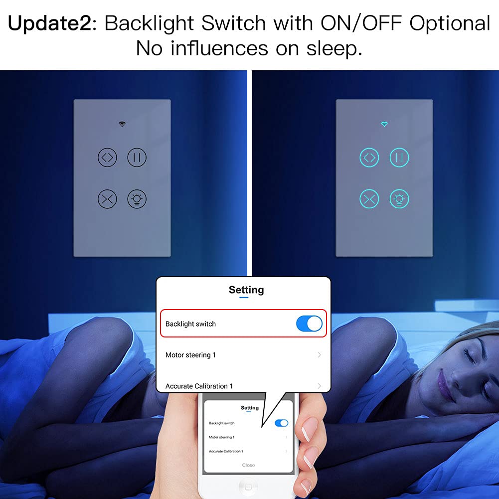 Detalle de MOES Smart Curtain and Light Switch, Glass Panel
