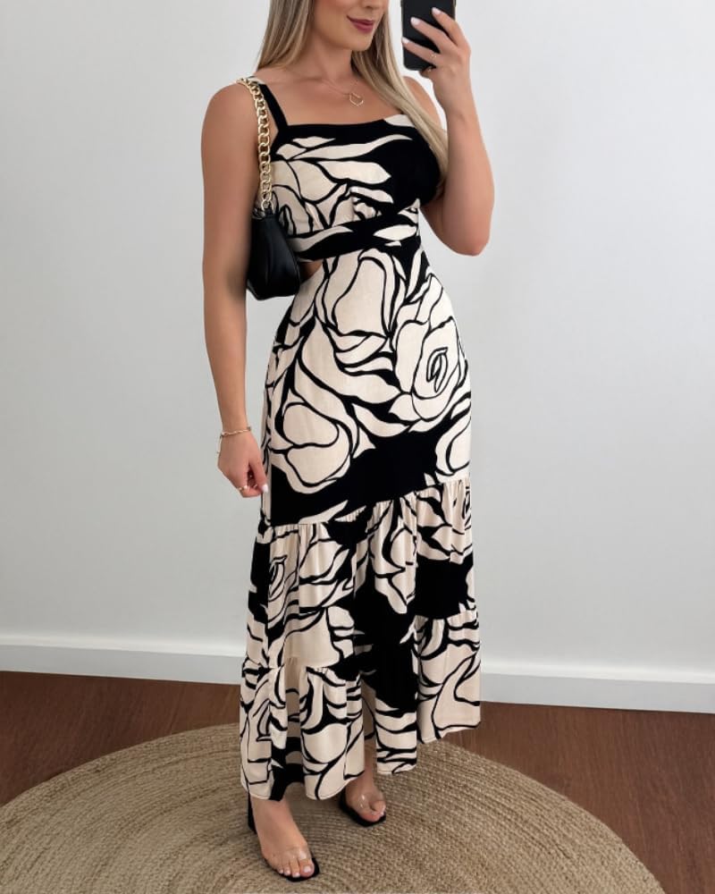 Detalle de CHICME Summer Dresses for Women 2026 Sleeveless Boho Maxi Dress