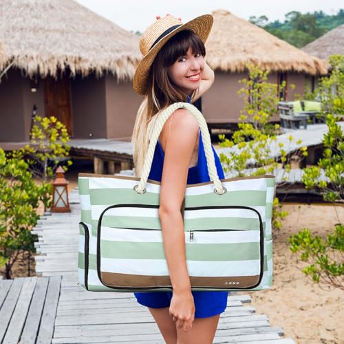 Detalle de Lekespring Bolsa de Playa Grande XXL con Cremallera: práctica, impermeable y plegable