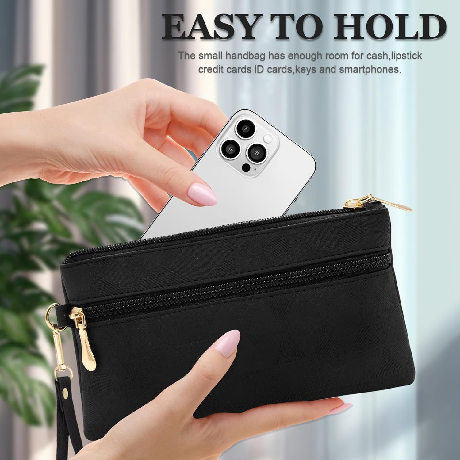 Thumbnail 6 de LJCZKA Leather Wristlet Wallet for Women and Men – Black-2