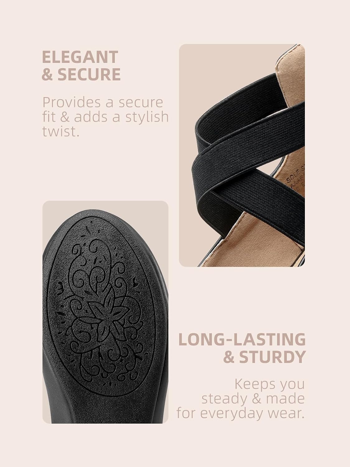 Detalle de DREAM PAIRS Women's Comfortable Fashion Elastic Ankle Straps Flats Shoes