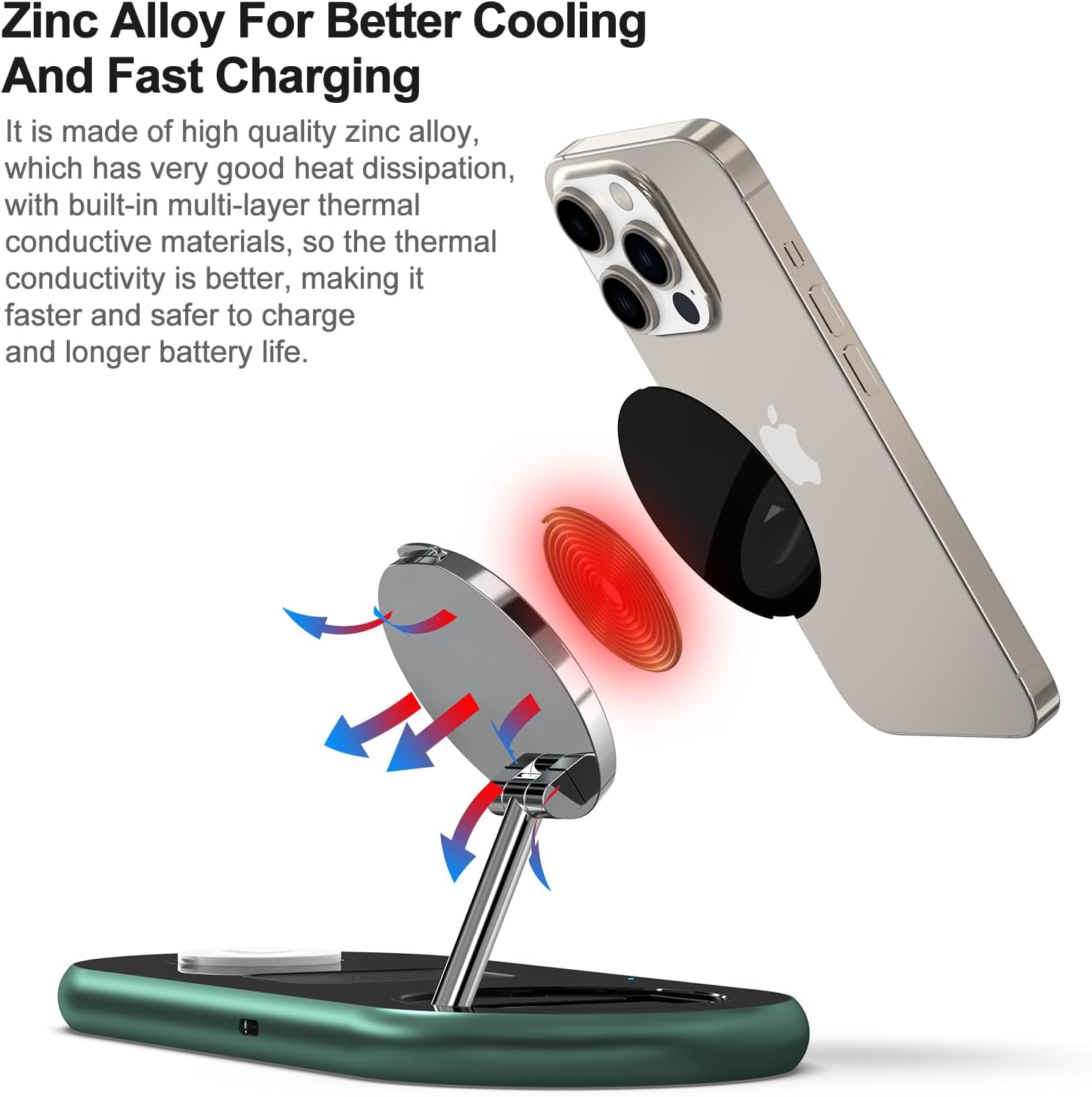 Thumbnail 1 de 3-in-1 Charging Station for Apple Devices (Mag-Safe) with Adjustable Stand for iPhone, Apple Watch & AirPods