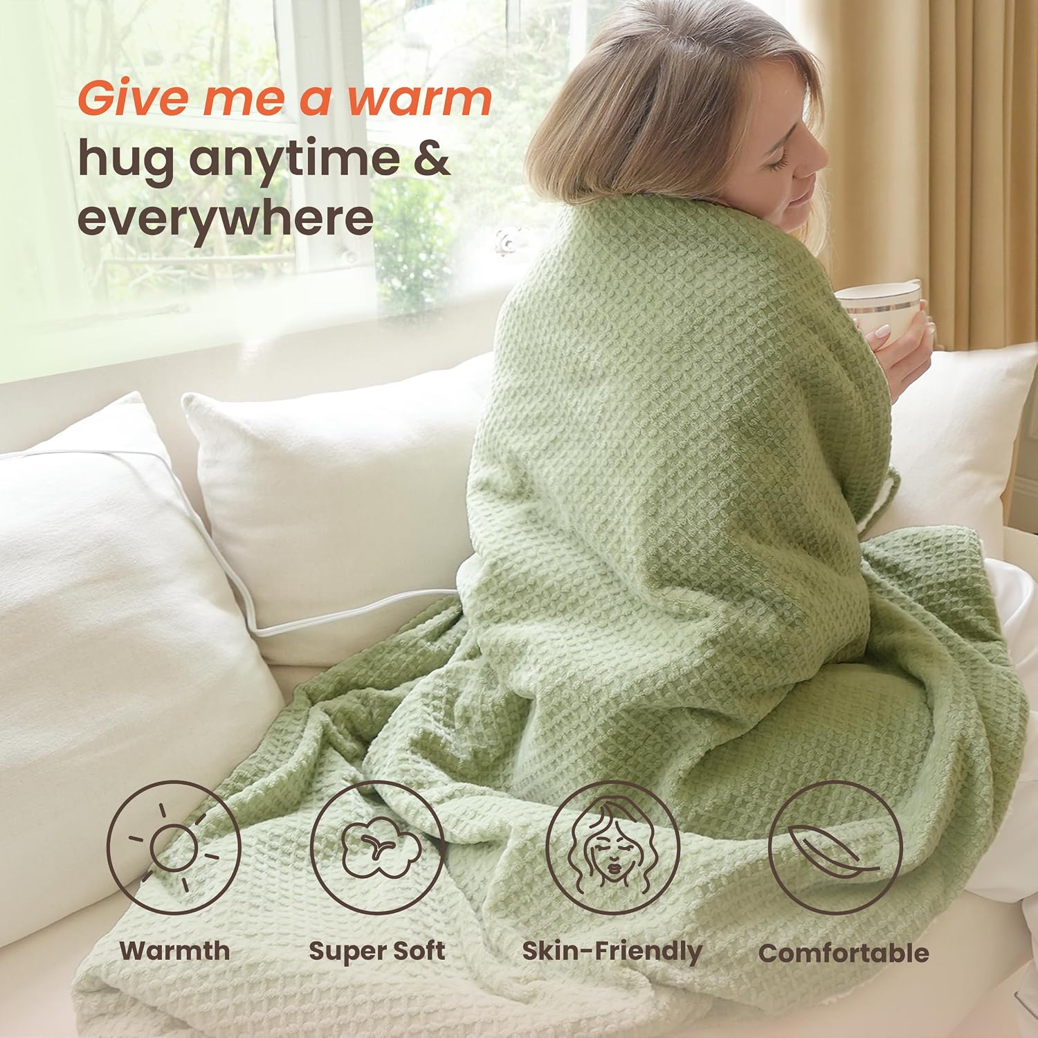 Detalle de blunique Heated Blanket 50x60 Inches Electric Throw