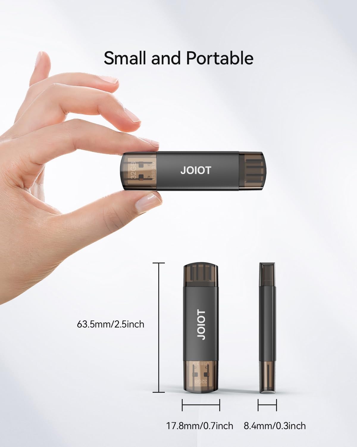 Thumbnail 6 de 32GB USB C Flash Drive Dual USB 3.0 Type C + USB A — 2-in-1 Portable Thumb Drive (Black)