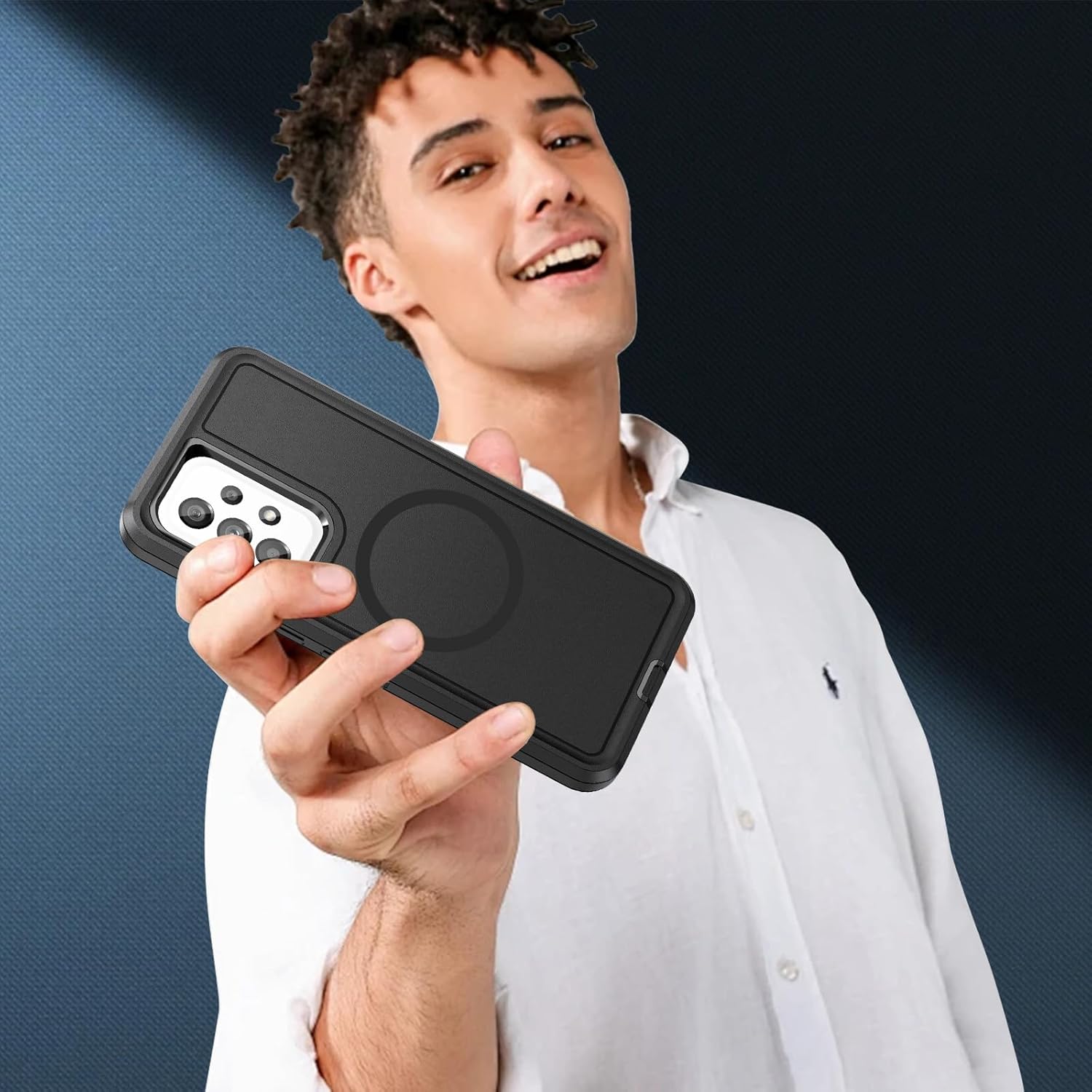 Thumbnail 6 de Giyer Handyhülle für Samsung Galaxy A53 5G (mit Schutzfolie, 360° stoßfest, magnetischer Ring) – Schwarz