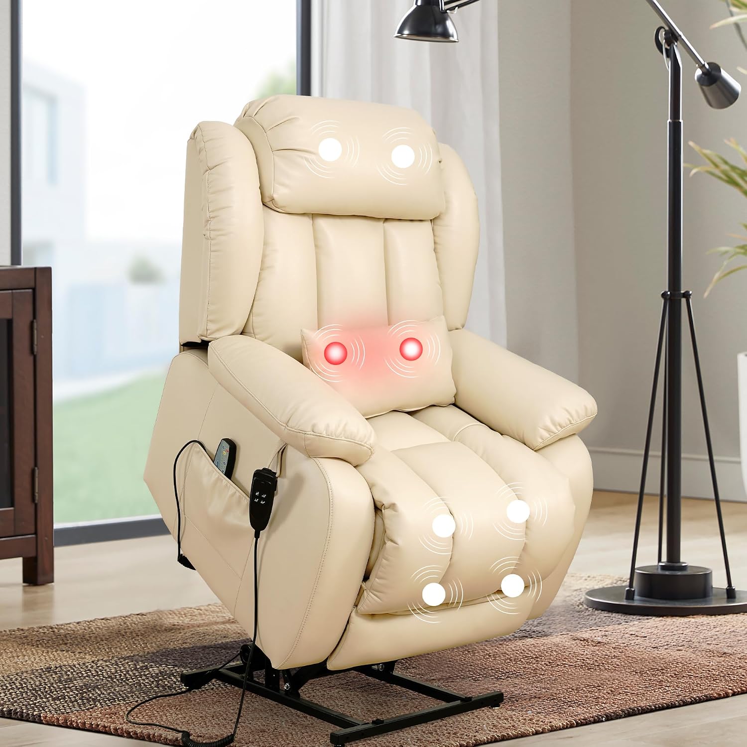 Detalle 2 de EDILLY Power Lift Recliner Chair, Genuine Leather